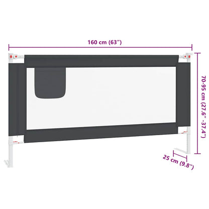 Sponda Letto Sicurezza Bambini Grigio Scuro 160x25 cm Tessuto