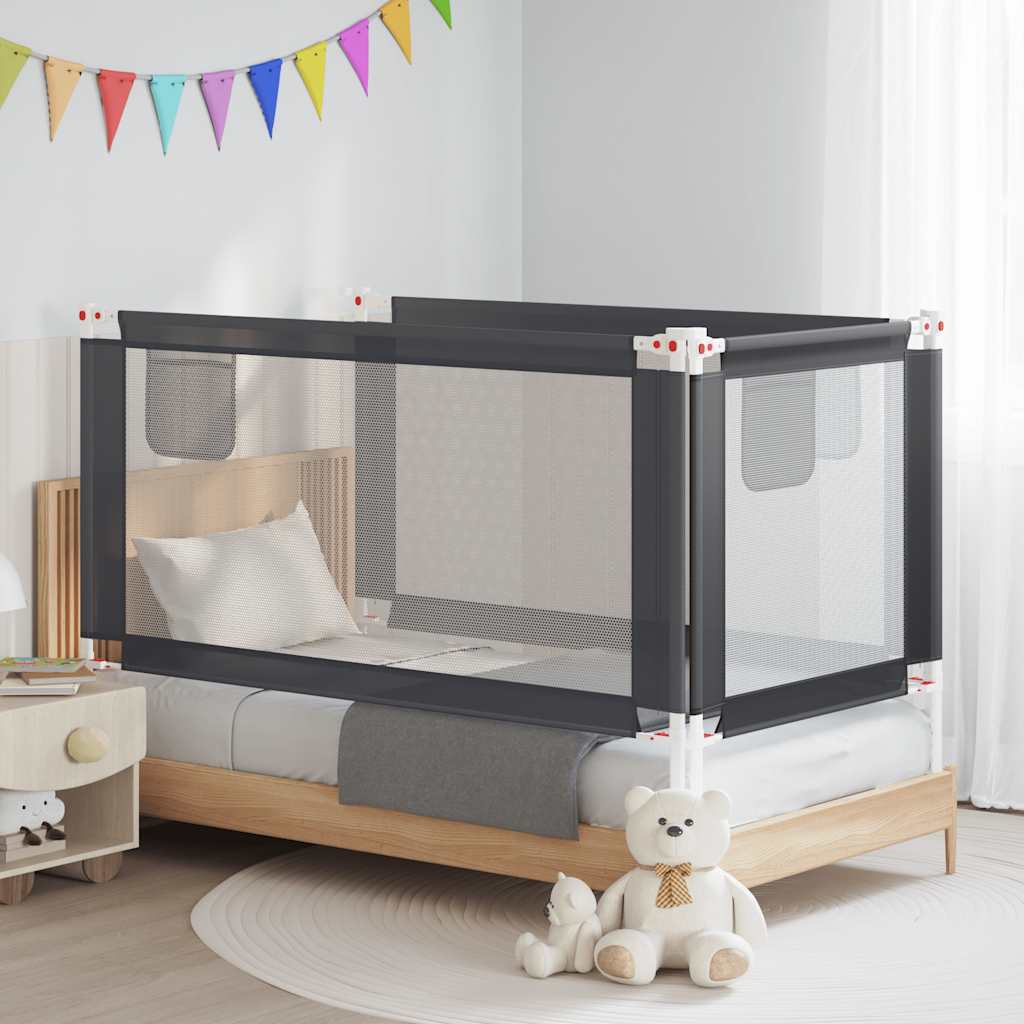 Sponda Letto Sicurezza Bambini Grigio Scuro 160x25 cm Tessuto