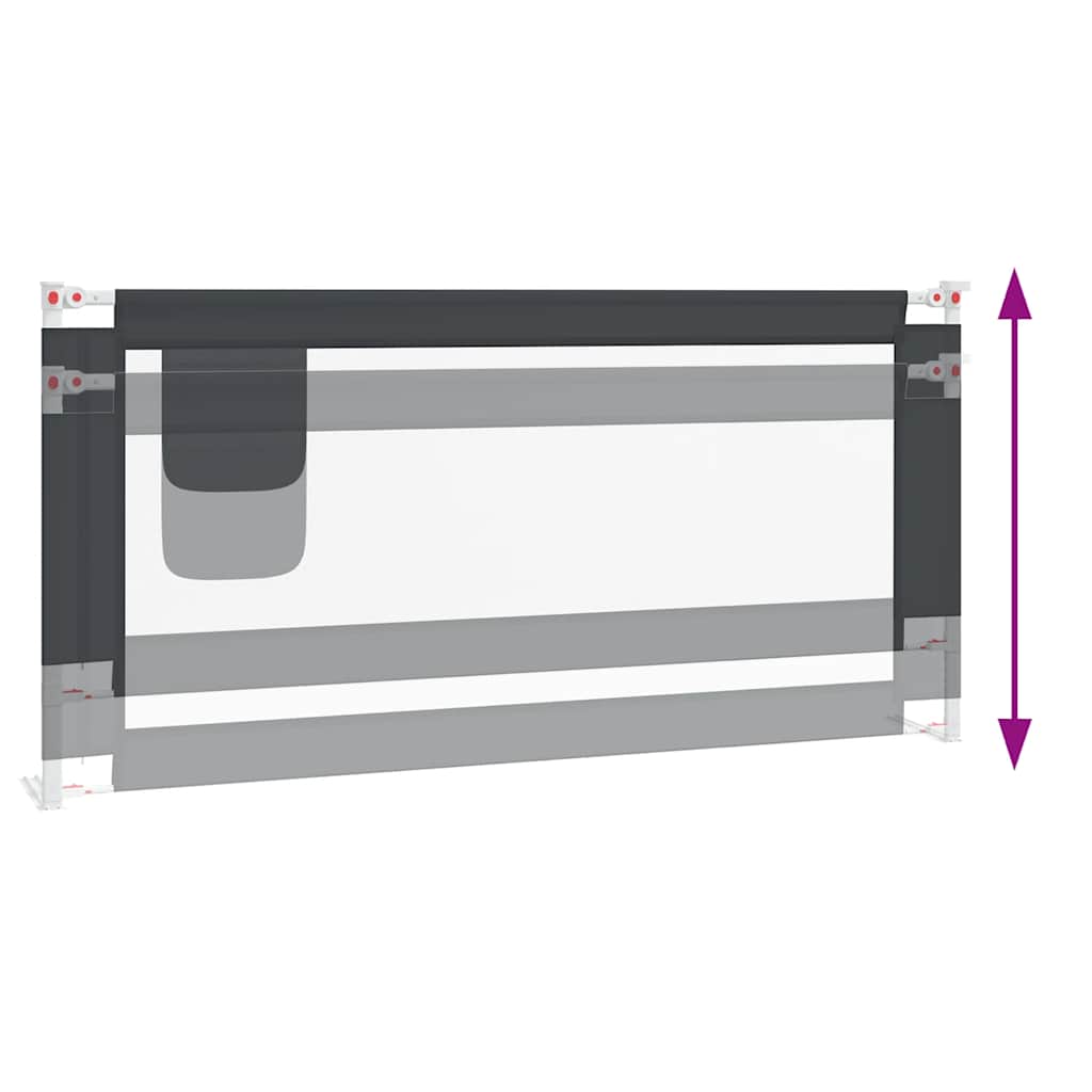 Sponda Letto Sicurezza Bambini Grigio Scuro 190x25 cm Tessuto