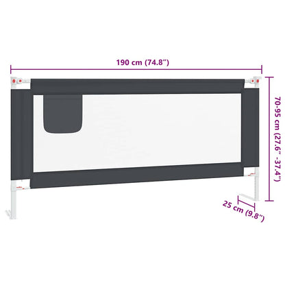 Sponda Letto Sicurezza Bambini Grigio Scuro 190x25 cm Tessuto | homemem39