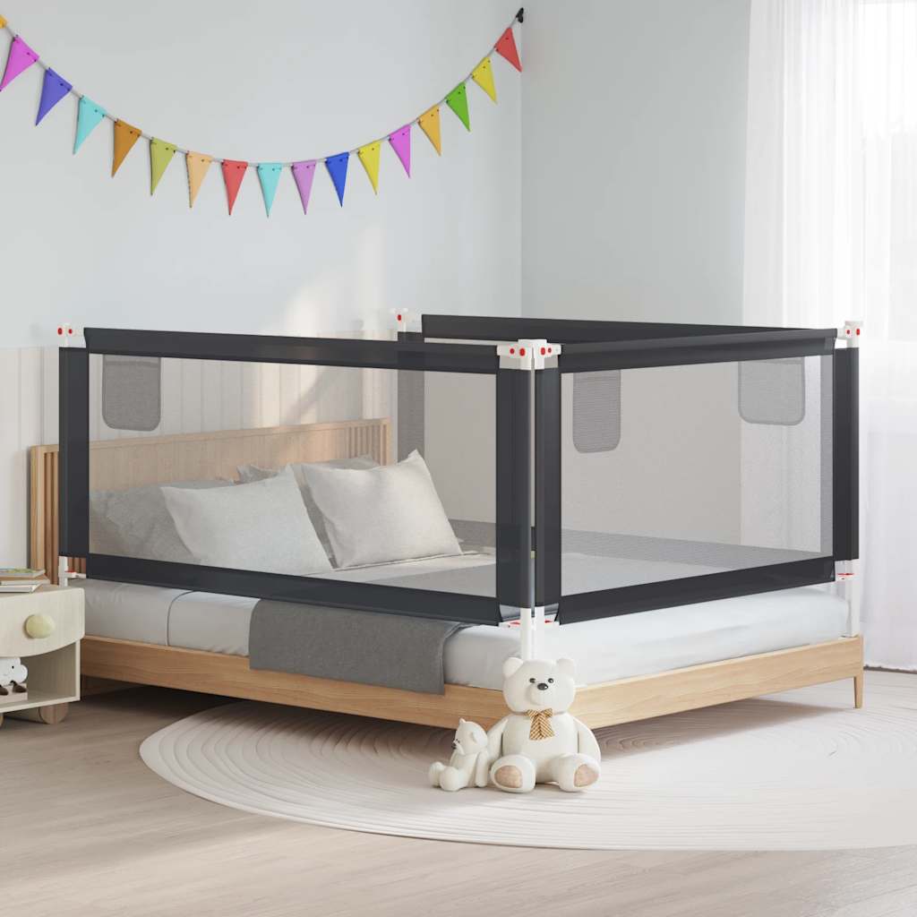 Sponda Letto Sicurezza Bambini Grigio Scuro 190x25 cm Tessuto | homemem39