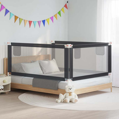 Sponda Letto Sicurezza Bambini Grigio Scuro 190x25 cm Tessuto