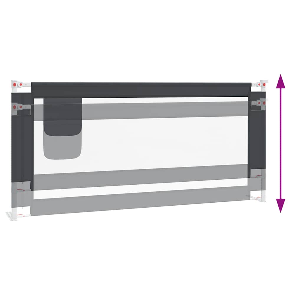 Sponda Letto Sicurezza Bambini Grigio Scuro 200x25 cm Tessuto