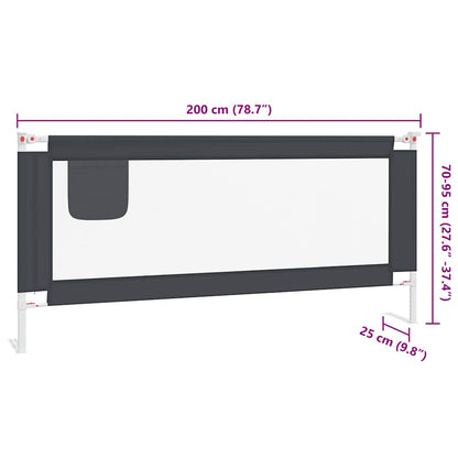 Sponda Letto Sicurezza Bambini Grigio Scuro 200x25 cm Tessuto