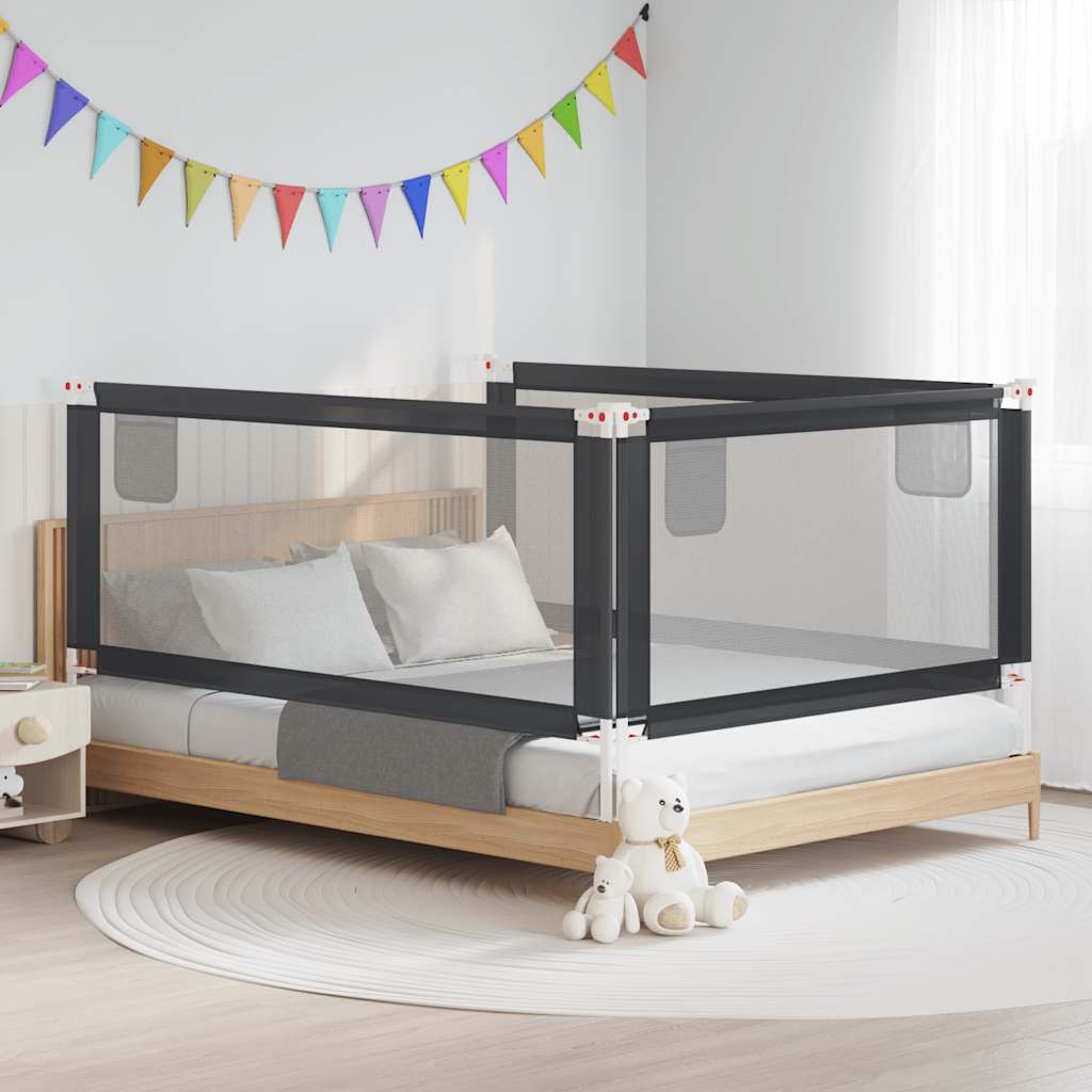 Sponda Letto Sicurezza Bambini Grigio Scuro 200x25 cm Tessuto