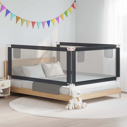 Sponda Letto Sicurezza Bambini Grigio Scuro 200x25 cm Tessuto