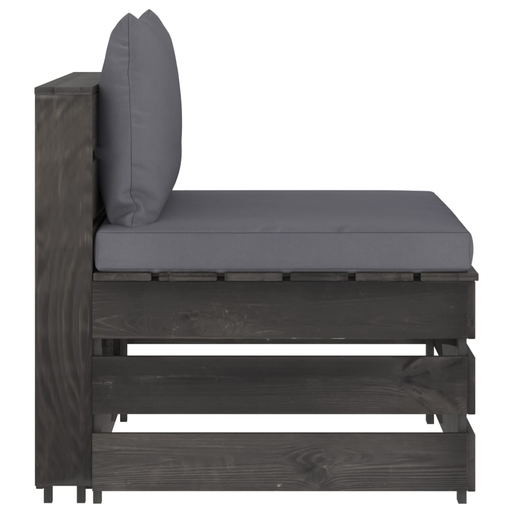Divano Centrale Modulare con Cuscini in Legno Impregnato Grigio | homemem39