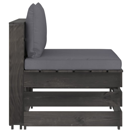 Divano Centrale Modulare con Cuscini in Legno Impregnato Grigio | homemem39