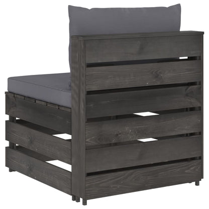 Divano Centrale Modulare con Cuscini in Legno Impregnato Grigio | homemem39