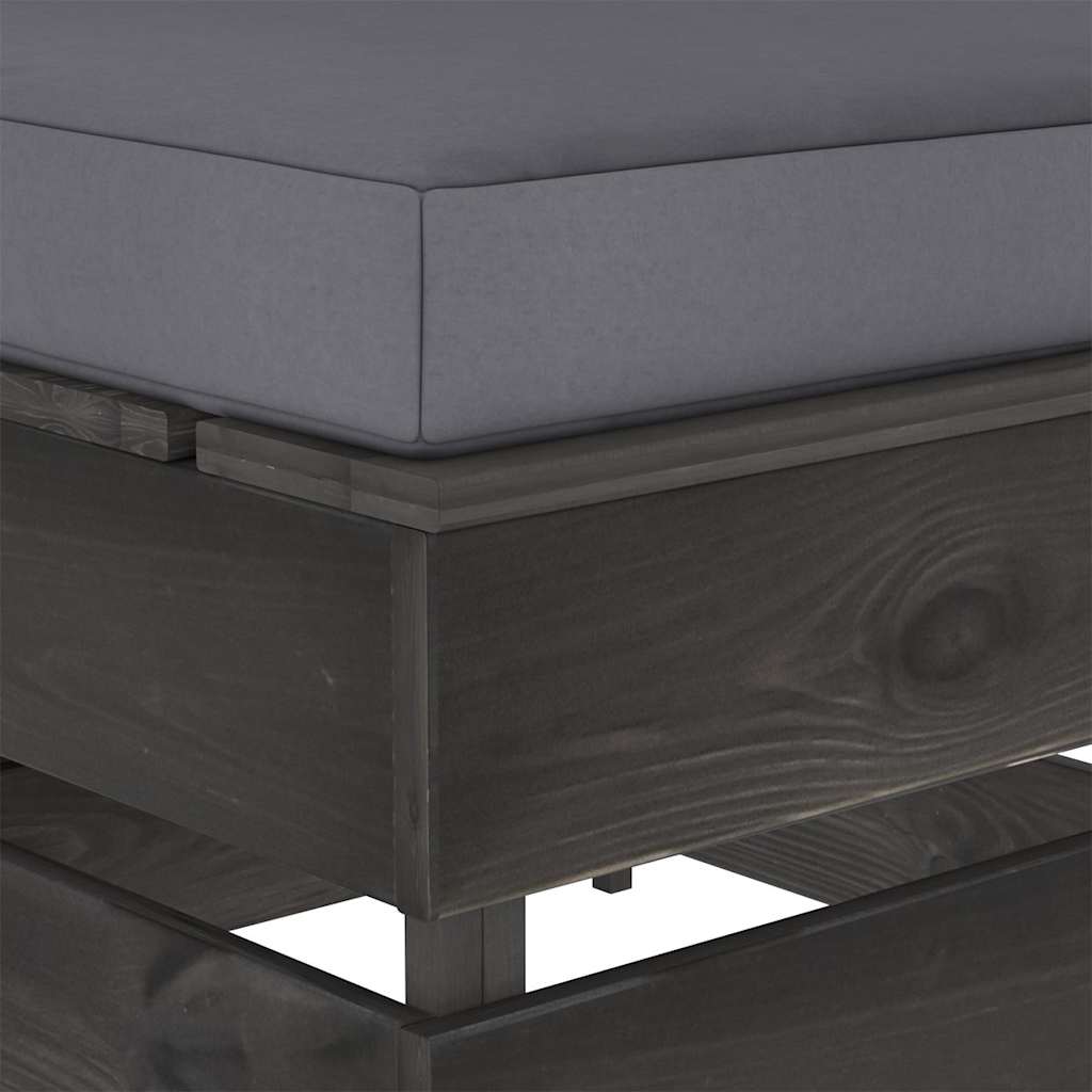 Divano Centrale Modulare con Cuscini in Legno Impregnato Grigio