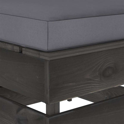 Divano Centrale Modulare con Cuscini in Legno Impregnato Grigio
