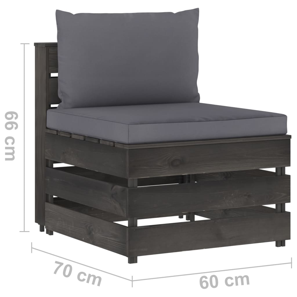 Divano Centrale Modulare con Cuscini in Legno Impregnato Grigio | homemem39