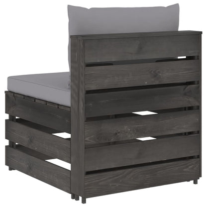 Divano Centrale Modulare con Cuscini in Legno Impregnato Grigio | homemem39