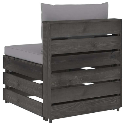 Divano Centrale Modulare con Cuscini in Legno Impregnato Grigio