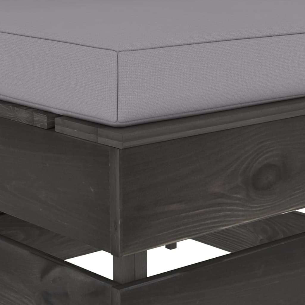 Divano Centrale Modulare con Cuscini in Legno Impregnato Grigio | homemem39