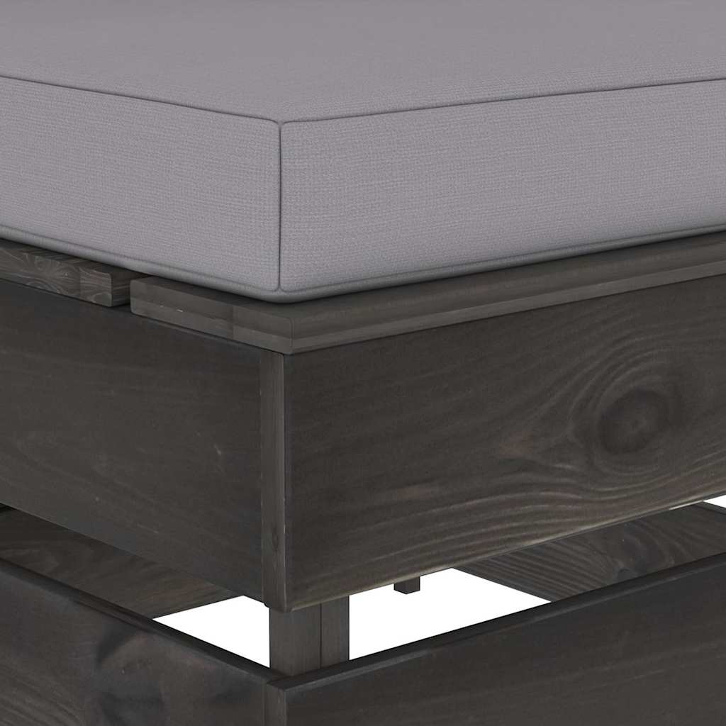 Divano Centrale Modulare con Cuscini in Legno Impregnato Grigio