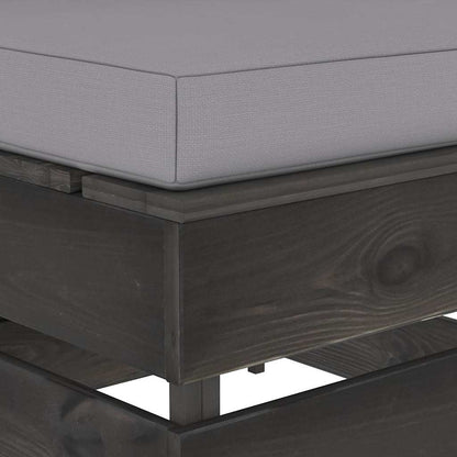 Divano Centrale Modulare con Cuscini in Legno Impregnato Grigio