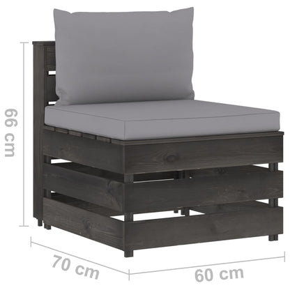 Divano Centrale Modulare con Cuscini in Legno Impregnato Grigio | homemem39
