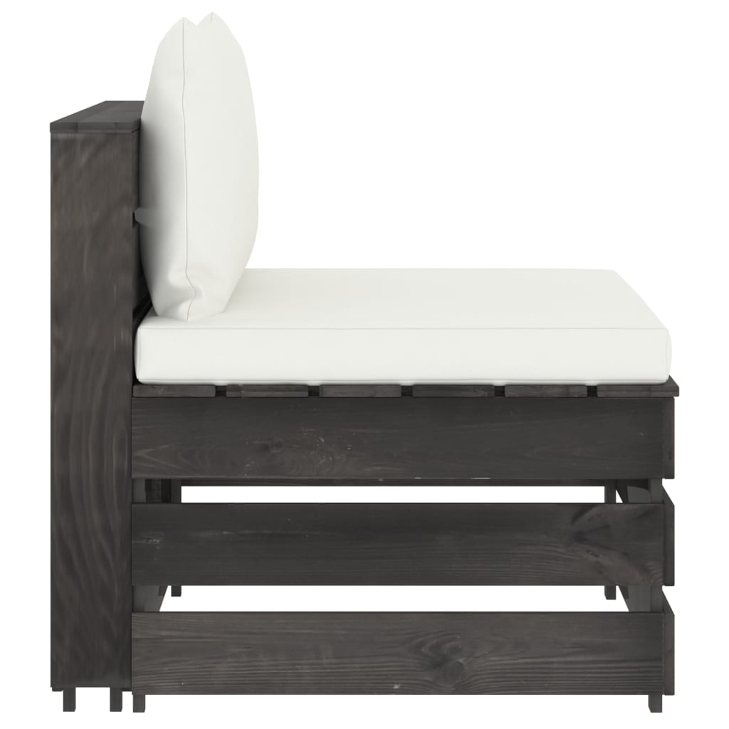 Divano Centrale Modulare con Cuscini in Legno Impregnato Grigio | homemem39