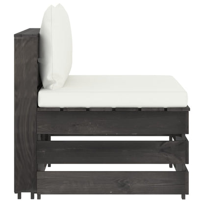 Divano Centrale Modulare con Cuscini in Legno Impregnato Grigio | homemem39