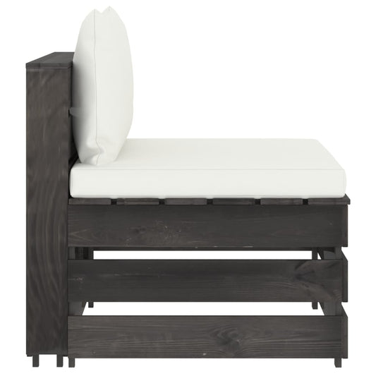 Divano Centrale Modulare con Cuscini in Legno Impregnato Grigio | homemem39