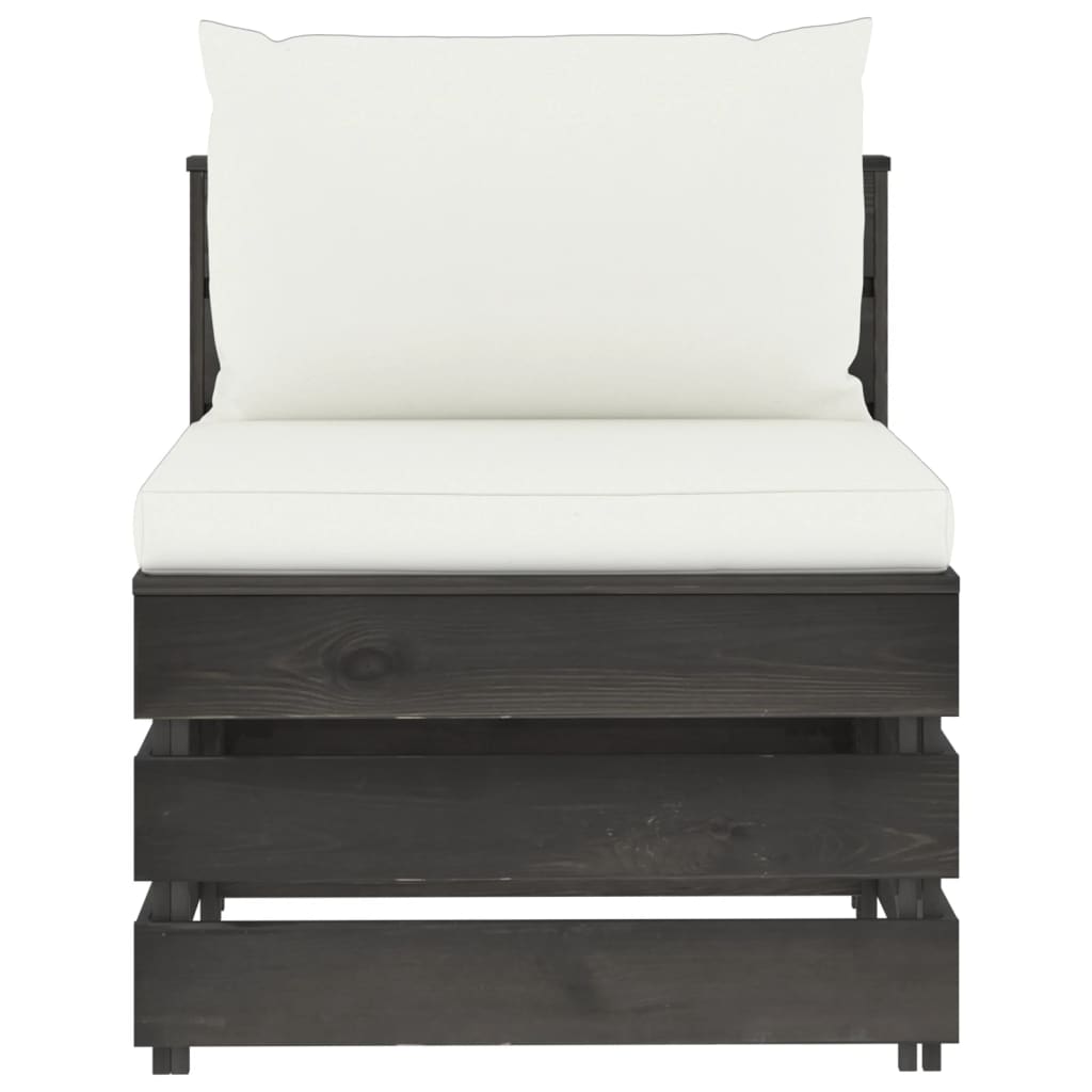 Divano Centrale Modulare con Cuscini in Legno Impregnato Grigio | homemem39
