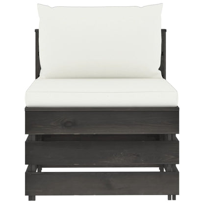 Divano Centrale Modulare con Cuscini in Legno Impregnato Grigio | homemem39