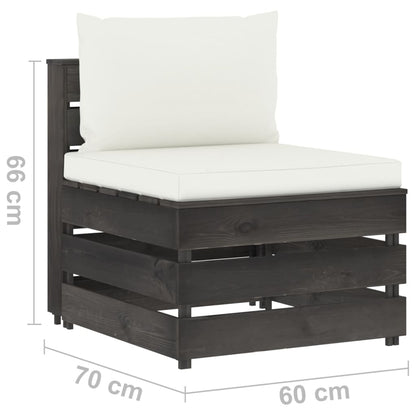 Divano Centrale Modulare con Cuscini in Legno Impregnato Grigio | homemem39