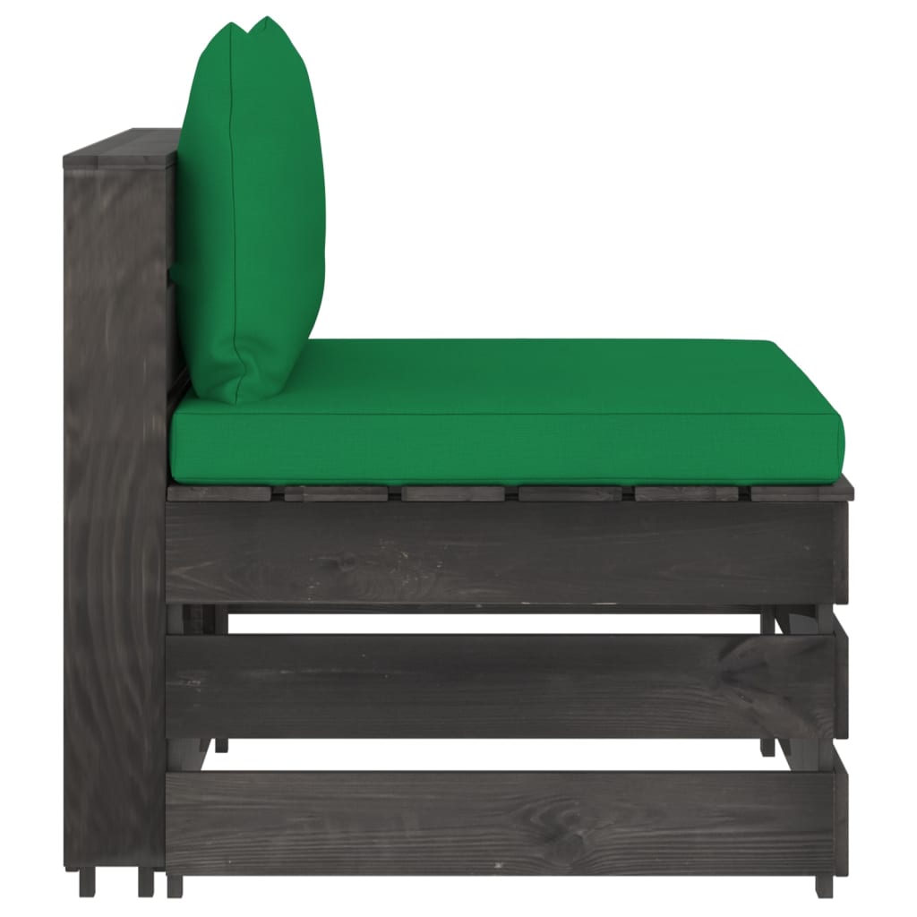 Divano Centrale Modulare con Cuscini in Legno Impregnato Grigio | homemem39