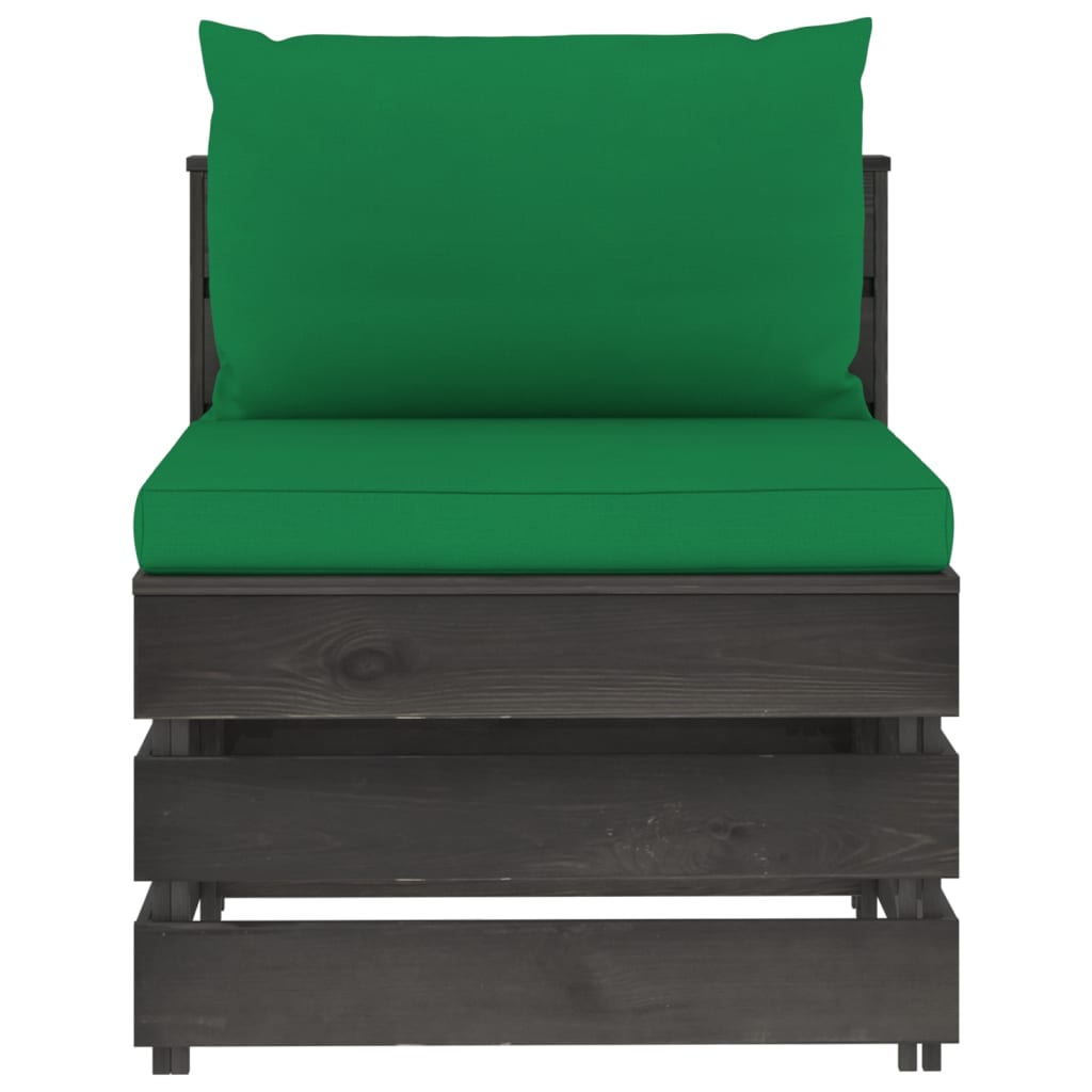 Divano Centrale Modulare con Cuscini in Legno Impregnato Grigio | homemem39