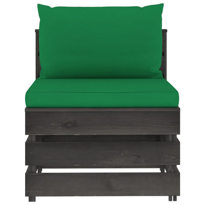 Divano Centrale Modulare con Cuscini in Legno Impregnato Grigio | homemem39