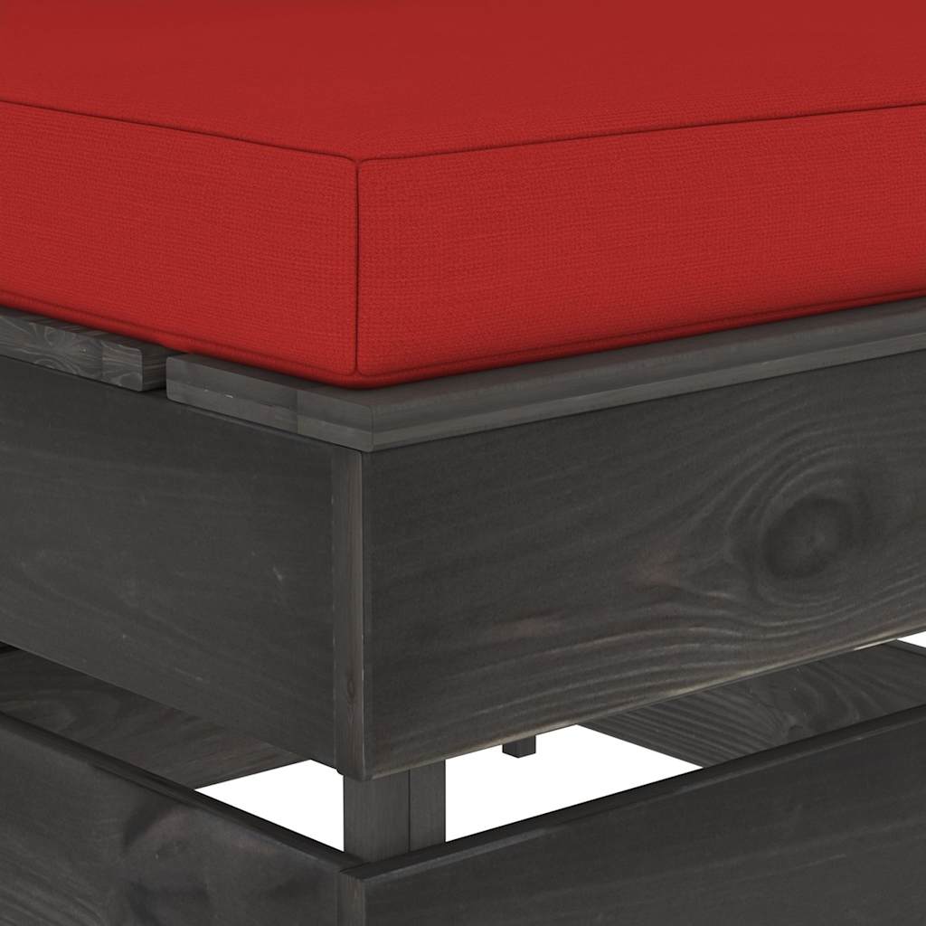 Divano Centrale Modulare con Cuscini in Legno Impregnato Grigio