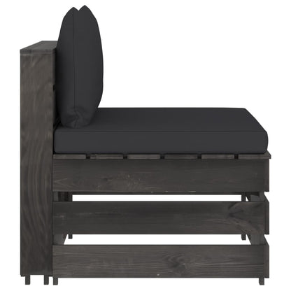 Divano Centrale Modulare con Cuscini in Legno Impregnato Grigio | homemem39