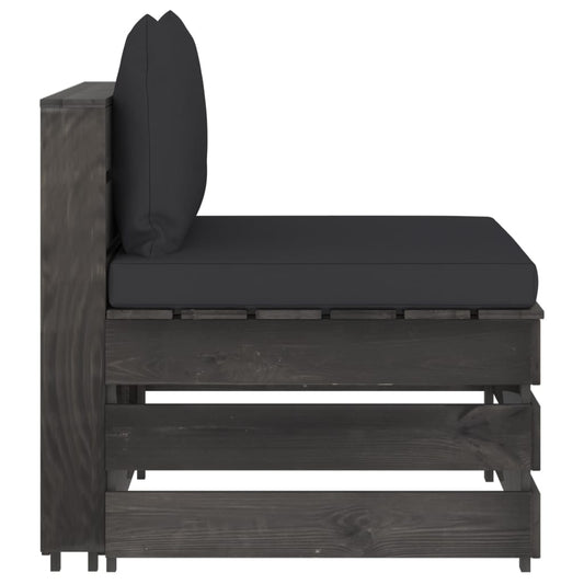 Divano Centrale Modulare con Cuscini in Legno Impregnato Grigio | homemem39
