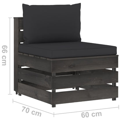 Divano Centrale Modulare con Cuscini in Legno Impregnato Grigio | homemem39