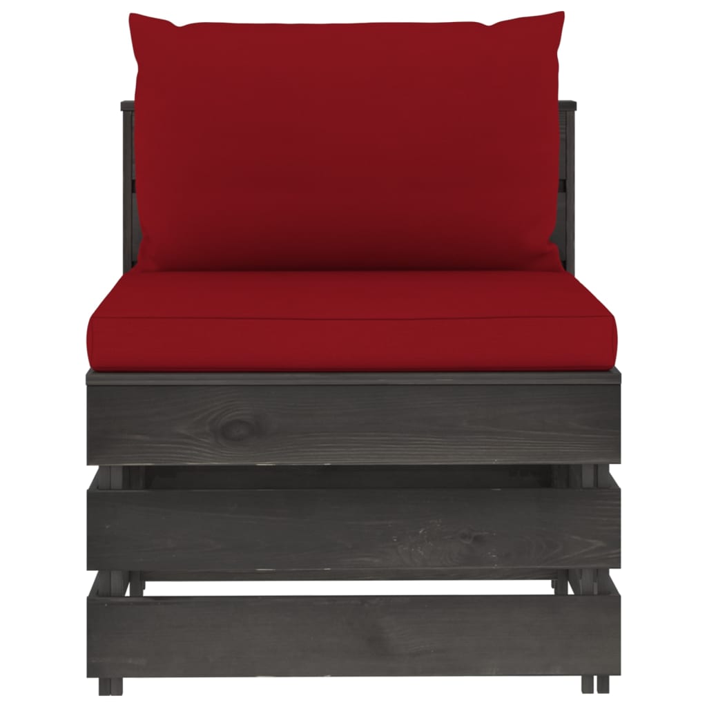 Divano Centrale Modulare con Cuscini in Legno Impregnato Grigio | homemem39