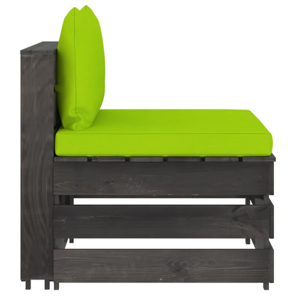 Divano Centrale Modulare con Cuscini in Legno Impregnato Grigio | homemem39