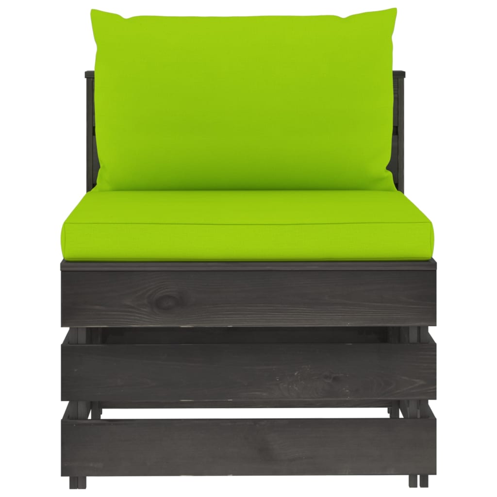 Divano Centrale Modulare con Cuscini in Legno Impregnato Grigio | homemem39