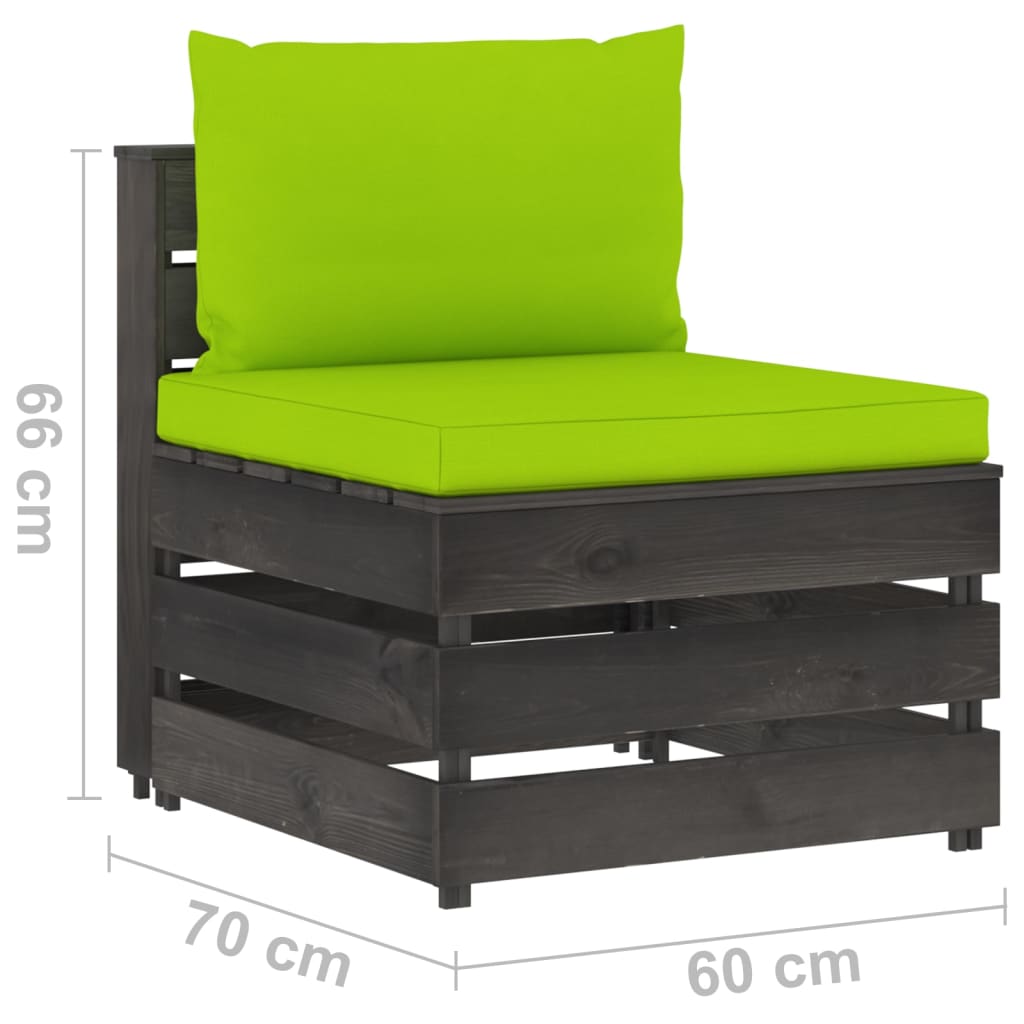 Divano Centrale Modulare con Cuscini in Legno Impregnato Grigio | homemem39