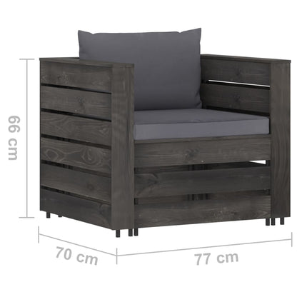Set Salotto da Giardino 2pz con Cuscini Legno Impregnato Grigio | homemem39