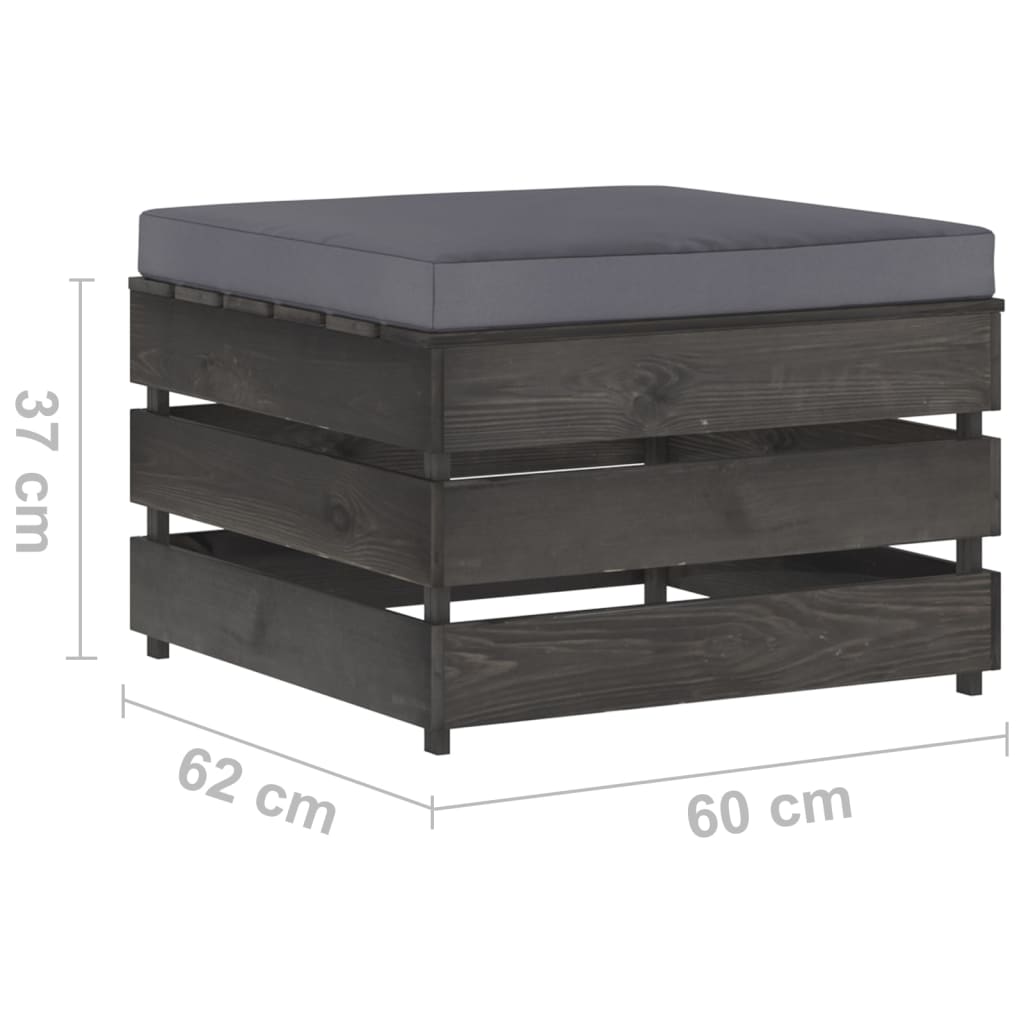 Set Salotto da Giardino 2pz con Cuscini Legno Impregnato Grigio | homemem39