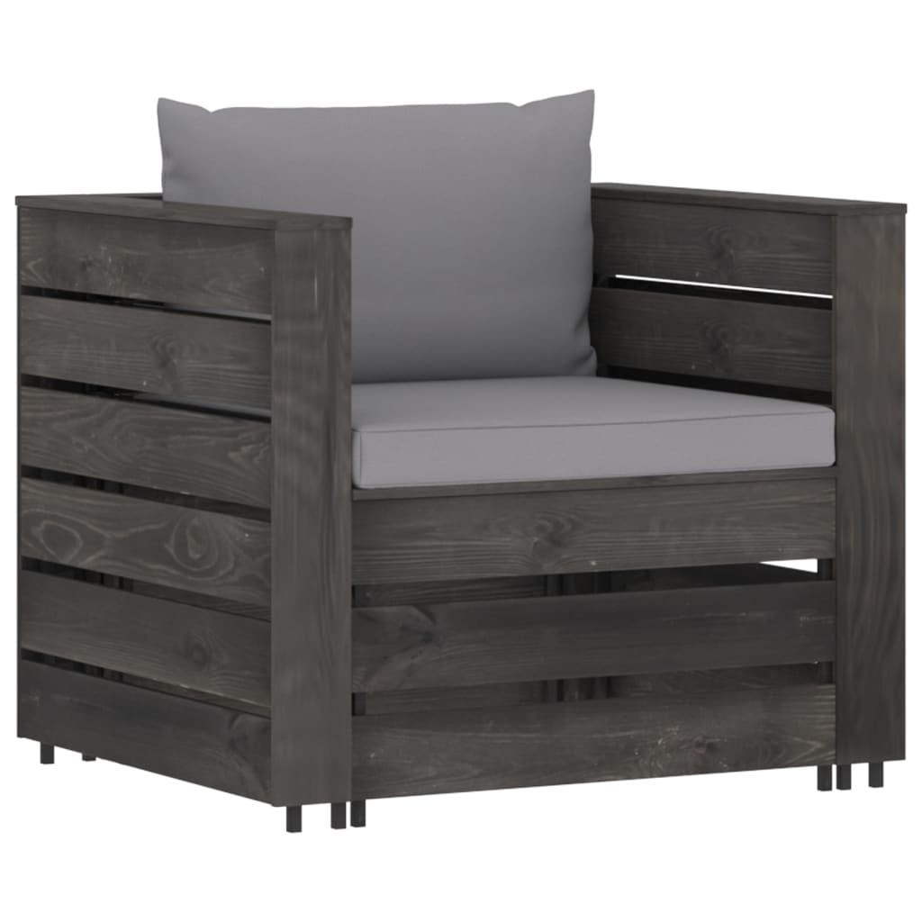 Set Salotto da Giardino 2pz con Cuscini Legno Impregnato Grigio | homemem39