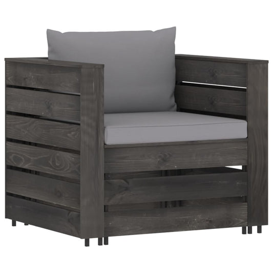 Set Salotto da Giardino 2pz con Cuscini Legno Impregnato Grigio | homemem39