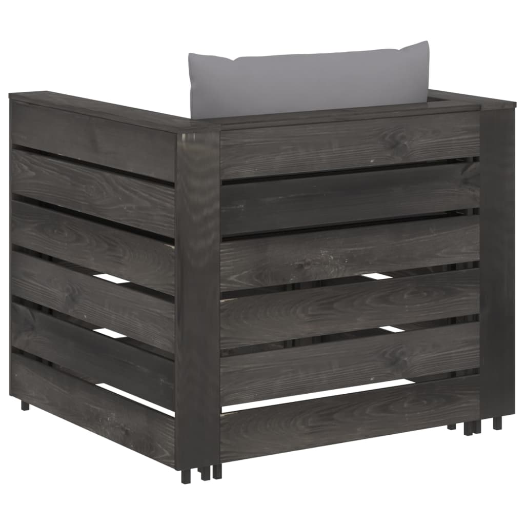 Set Salotto da Giardino 2pz con Cuscini Legno Impregnato Grigio | homemem39