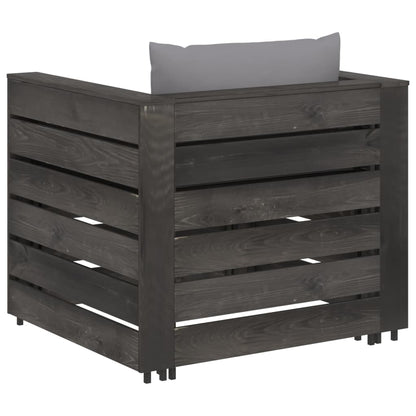 Set Salotto da Giardino 2pz con Cuscini Legno Impregnato Grigio | homemem39