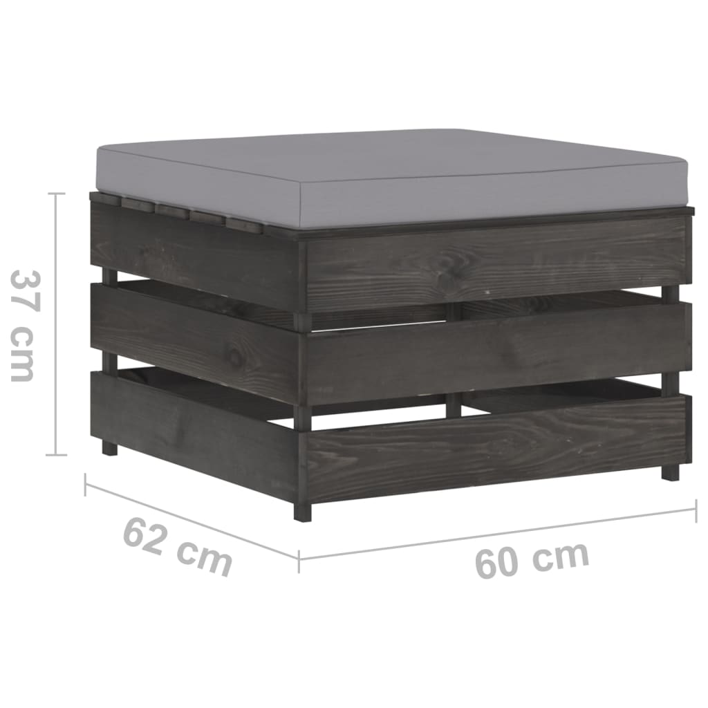 Set Salotto da Giardino 2pz con Cuscini Legno Impregnato Grigio | homemem39