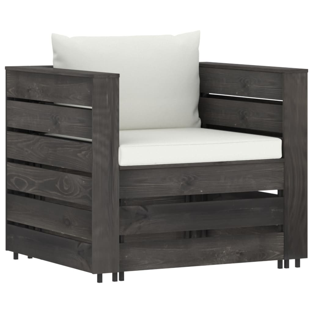 Set Salotto da Giardino 2pz con Cuscini Legno Impregnato Grigio - homemem39
