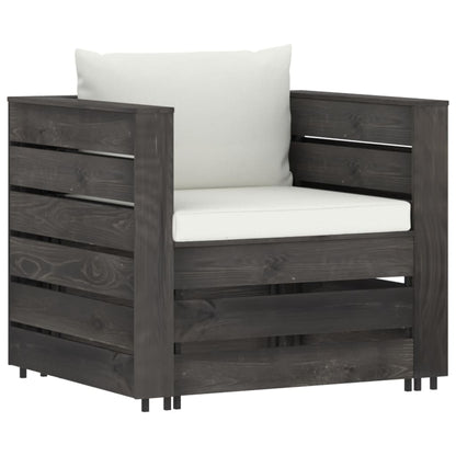 Set Salotto da Giardino 2pz con Cuscini Legno Impregnato Grigio - homemem39