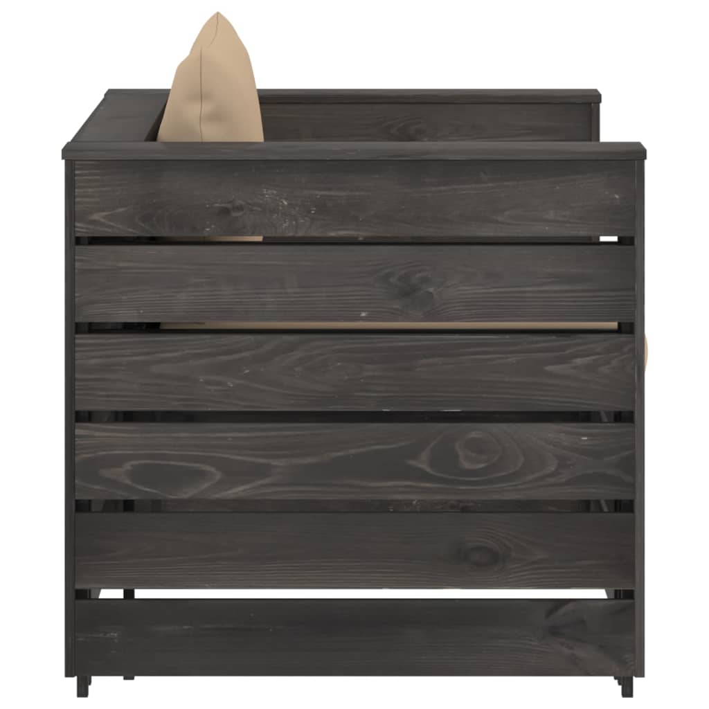 Set Salotto da Giardino 2pz con Cuscini Legno Impregnato Grigio | homemem39