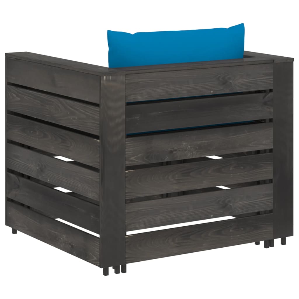 Set Salotto da Giardino 2pz con Cuscini Legno Impregnato Grigio | homemem39